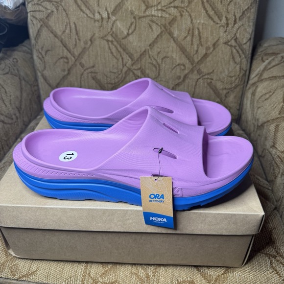 HOKA Ora Recovery Slide 3 Cyclamen/Coastal Sky‎ Men's 13 NEW - Picture 4 of 7